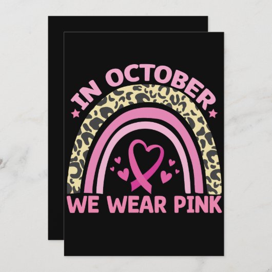 In oktober Draag we roze borstkanker Kaart (Voorkant / Achterkant)
