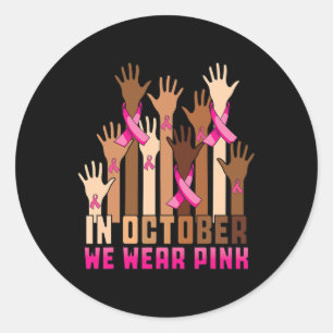 In oktober Draag we roze borstkanker. Ronde Sticker