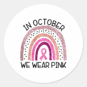 In oktober Draag we roze borstkanker Ronde Sticker