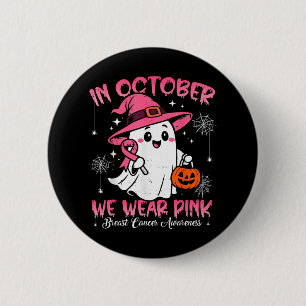 In oktober Draag we roze borstkanker Shirten vrouw Ronde Button 5,7 Cm