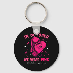 In oktober Draag we roze borstkanker Sleutelhanger
