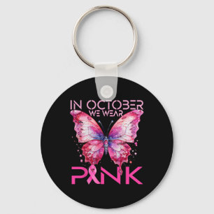In oktober Draag we roze borstkanker Sleutelhanger