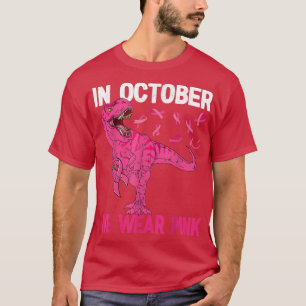 In oktober Draag we roze borstkanker Tre Dino Kind T-shirt