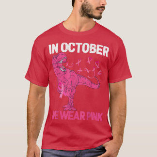 In oktober Draag we roze borstkanker Tre Dino Kind T-shirt