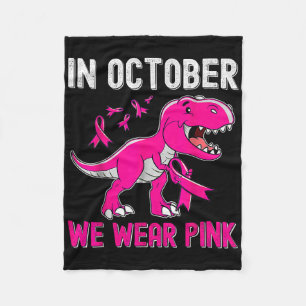 In oktober Draag we roze borstkanker Trex Dino Ki Fleece Deken