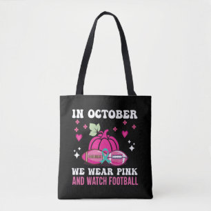 in oktober draag we roze borstkankerbewustwording  draagtas