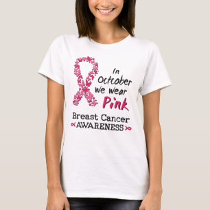 In oktober draag we roze borstkankerbewustzijn t-shirt