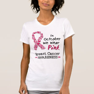 In oktober draag we roze borstkankerbewustzijn t-shirt