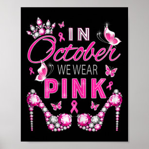 In oktober draag we roze borstkankervoorlichting poster