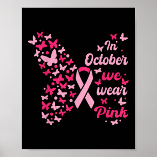 In oktober Draag we roze borstkankerwaarschuwing Poster