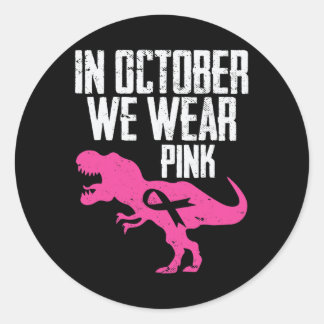 In oktober Draag we roze borstkankerwaarschuwing Ronde Sticker
