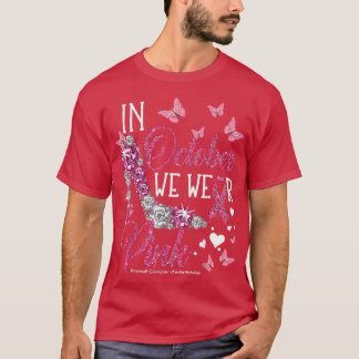 In oktober Draag we roze borstkankerwaarschuwing T-shirt