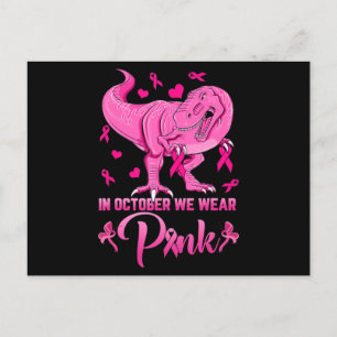 In oktober Draag we roze dinosaur Breast Cancer Aw Briefkaart