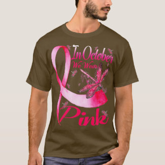 In oktober Draag we roze dragonfly borstkanker. T-shirt