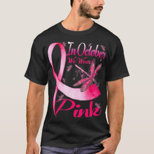 In oktober Draag we roze dragonfly borstkanker. T-shirt