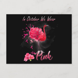 In oktober Draag we roze Flamingo Breast Cancer Aw Briefkaart