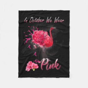 In oktober Draag we roze Flamingo Breast Cancer Aw Fleece Deken