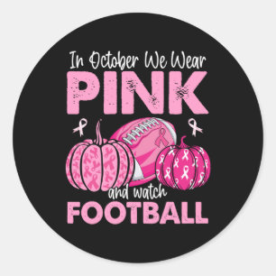 In oktober Draag we roze Football borstkanker Awa Ronde Sticker