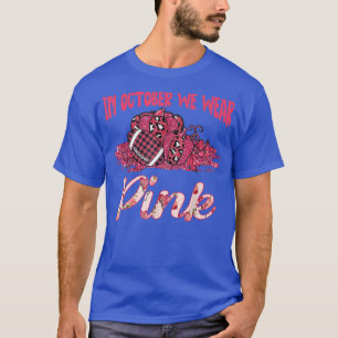 In oktober Draag we roze Football borstkanker Awa T-shirt