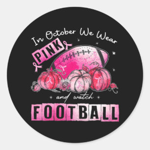 In oktober Draag we roze Football borstkanker Ronde Sticker