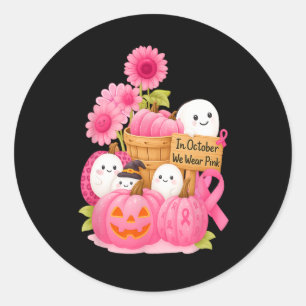 In oktober Draag we roze geesten en pompoenen voor Ronde Sticker
