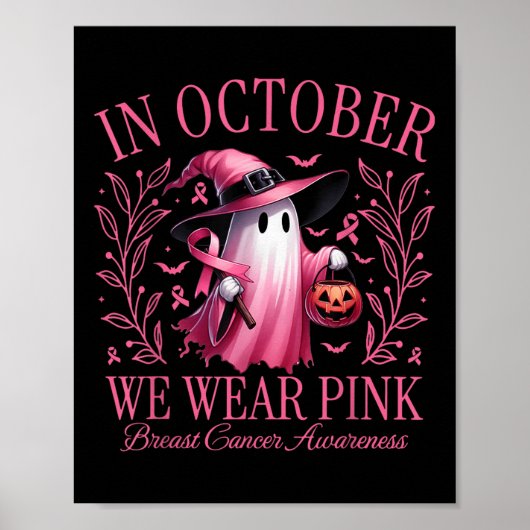 In oktober Draag we roze Ghost Boo Breast Cancer A Poster (Voorkant)