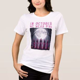 In oktober Draag we roze halloween borstkanker Tri-Blend Shirt