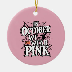 In oktober Draag we roze halloween heks Keramisch Ornament