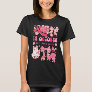 In oktober Draag we roze Halloween Preppy Ghost Br T-shirt