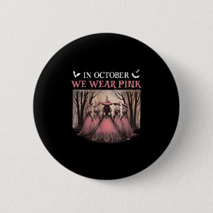 In oktober Draag we roze, Halloween Spooky Pink Ri Ronde Button 5,7 Cm