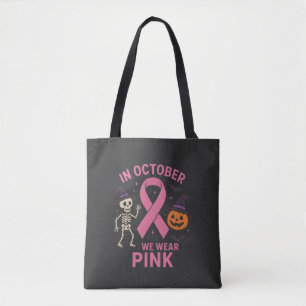 In oktober Draag we roze Halloweenborst Draagtas