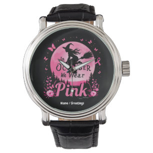 In oktober Draag we roze heks borstkanker Horloge