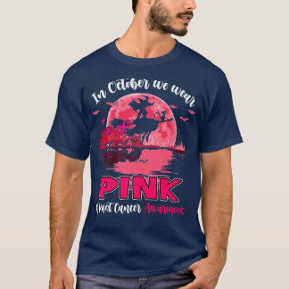 In oktober Draag we roze heks-gitaarborstkanker T-shirt
