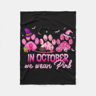 In oktober Draag we roze hond kat borstkanker Fleece Deken