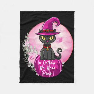 In oktober Draag we roze kat borstkanker Awa Fleece Deken