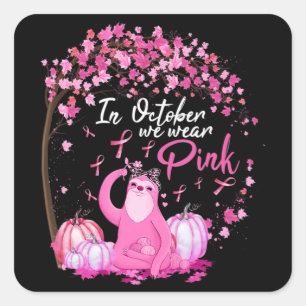 In oktober Draag we roze koolstof borstkanker Vierkante Sticker