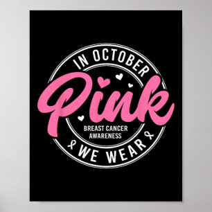 In oktober Draag we roze koolstofborst-kanker Poster