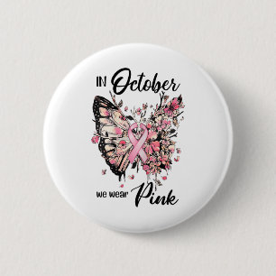 In oktober Draag we roze koolstofborst-kanker Ronde Button 5,7 Cm