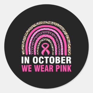 In oktober Draag we roze leopard Breast Cancer Awa Ronde Sticker