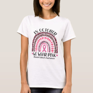 In oktober Draag we roze leopard Breast Cancer Awa T-shirt
