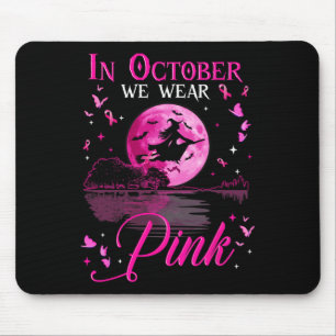 In oktober Draag we roze lint Halloween Witch Bre Muismat