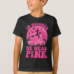 In oktober Draag we roze lintje hech halloween Bre T-shirt