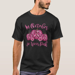 In oktober Draag we roze lintlintluipaard pompoen T-shirt