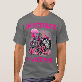 In oktober Draag we roze motorfiele borstkanker B T-shirt