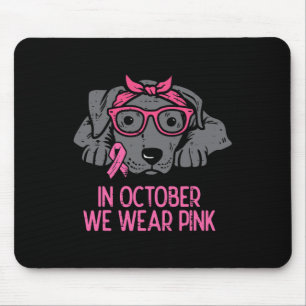 In oktober Draag we roze Pitbull Dog Breast Cancer Muismat