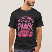 In oktober Draag we roze pompoen Halloween Breast T-shirt (Voorkant)