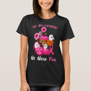 In oktober Draag we roze, roze bloemen, pompoen en T-shirt