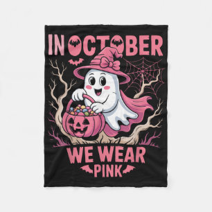 In oktober Draag we roze Shirt borstkankerwaren Fleece Deken