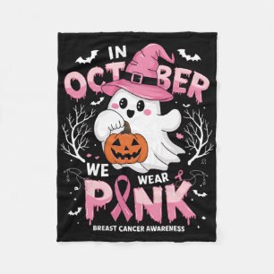 In oktober Draag we roze Shirt spookborstkanker Fleece Deken