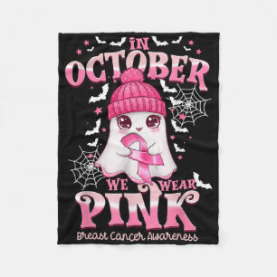 In oktober Draag we roze Shirt spookborstkanker Fleece Deken